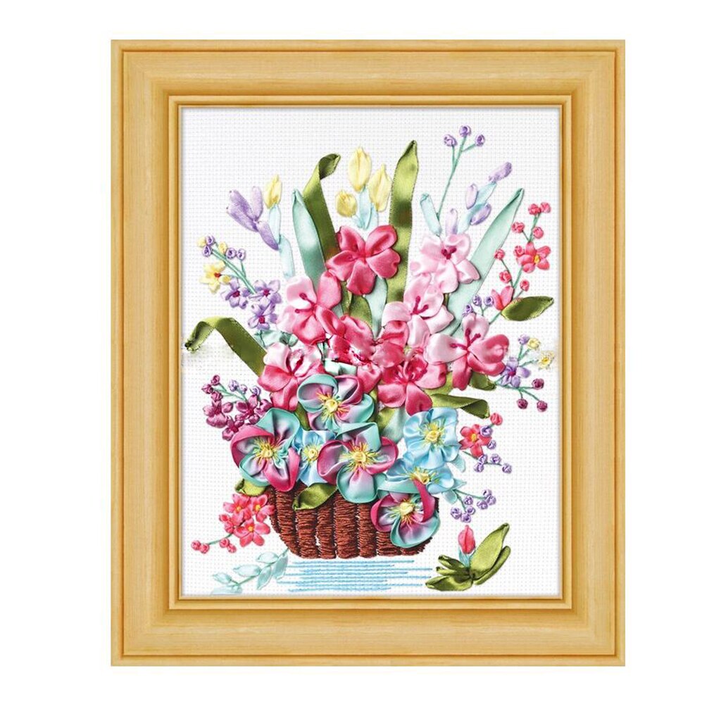 Silk Ribbon Embroidery Kit Spring Flower Bouquet DIY Projects Birthday