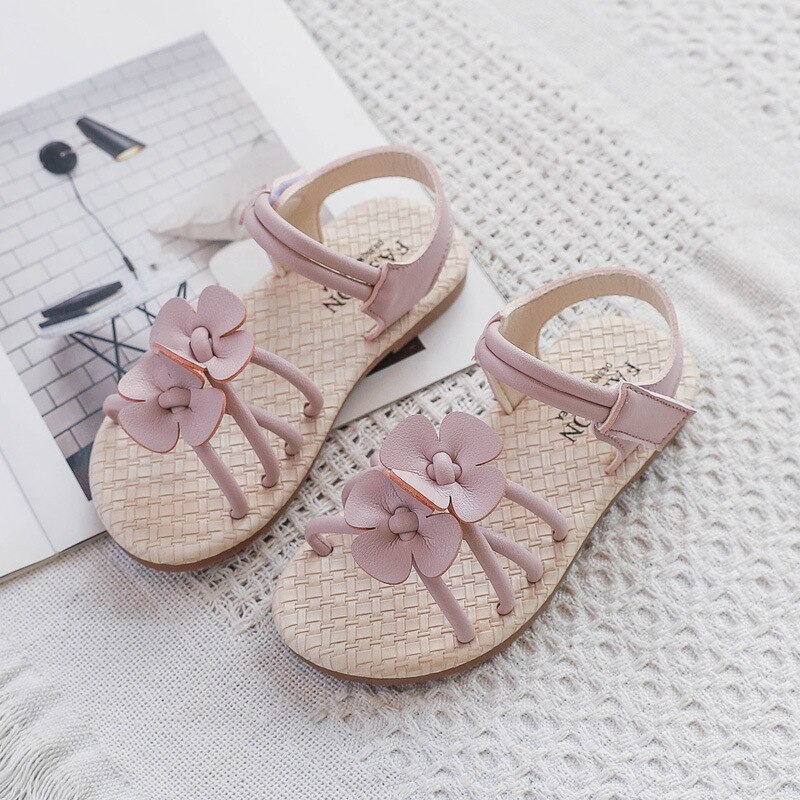 Zomermeisjessandalen, instappers met bloemen, prinsessenfeestschoenen voor meisjes, maat 26-30, peuterschoenen voor meisjes: Paars  / 28
