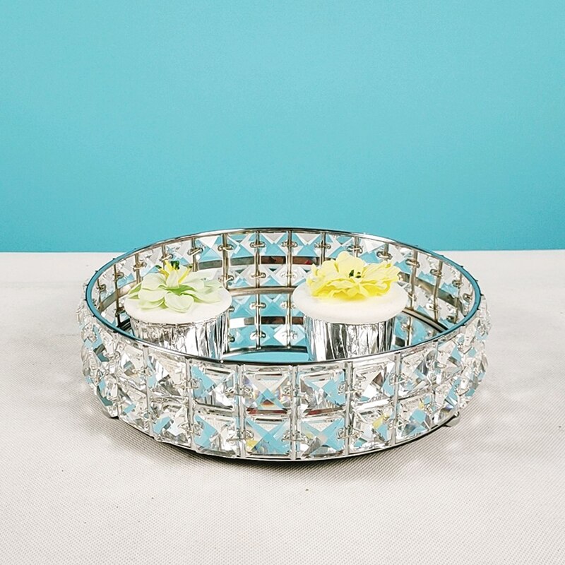 Metal square crystal silver cake stand tall paper cup wedding cake decoration