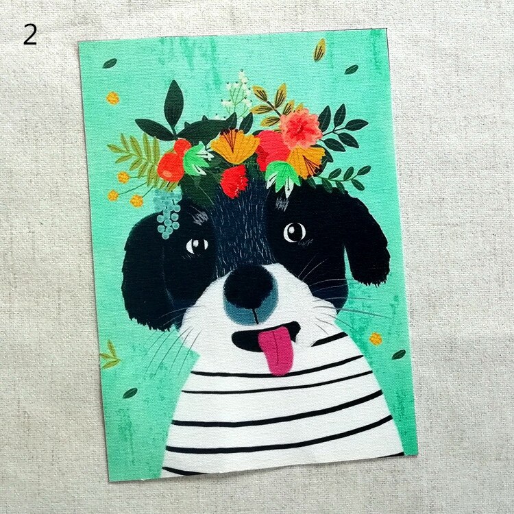 Schattige Puppy Hond Hand Geverfd Doek Digitale Bedrukte Stof Handgemaakte Diy Patchwork Quilten Canvas Katoen Linnen Stof 15X20cm 6Pcs