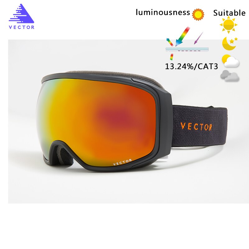 OTG Ski Brille Schnee Brille Winter Sport Snowboard Männer Frauen Sphärische Skibrille Ski Brillen Anti-Nebel-Sonnenbrille Ich bin Freien: Orange Linse