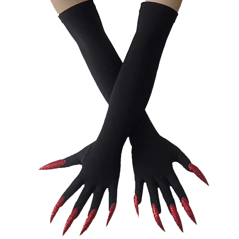 Cool Halloween Handschoenen Lange Ghost Klauw Jurk Up Handschoenen Mode Zwarte Lange Nagels Cosplay Halloween Grappig Handschoenen