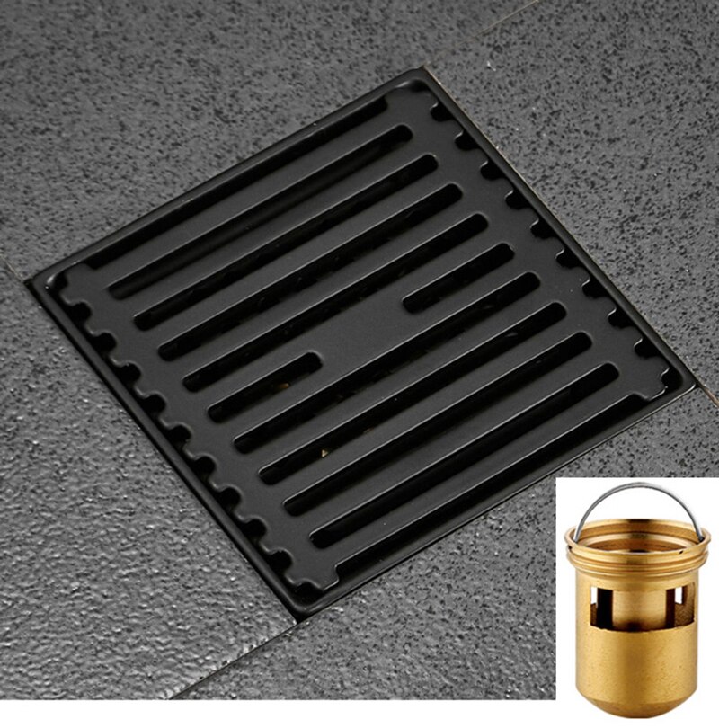 Stainless Steel Direct Row Large Displacement Floor Drain Bathroom Bathroom Balcony Anti Odor And Anti Blocking Baking Paint: brass B