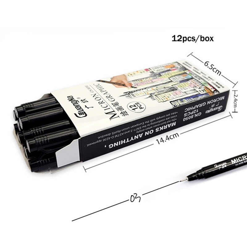 Guangna Tekening &amp; Micron Grafische Naald Pen Set Haak Lijn Schets Manga Archival Handtekening Pen Kunst Levert Briefpapier: 03-12pcs