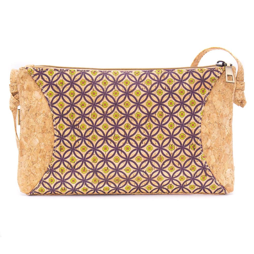 Natuurlijke Kurk Met Patroon Kleine Rits Crossbody Purse Tas-620: BAG-620-B