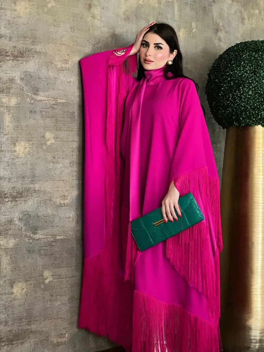 Caftán Eid para mujer musulmana, Vestido largo de noche, Ramadán, Dubai, Abaya, Turquía, Islam, 2023: Rojo