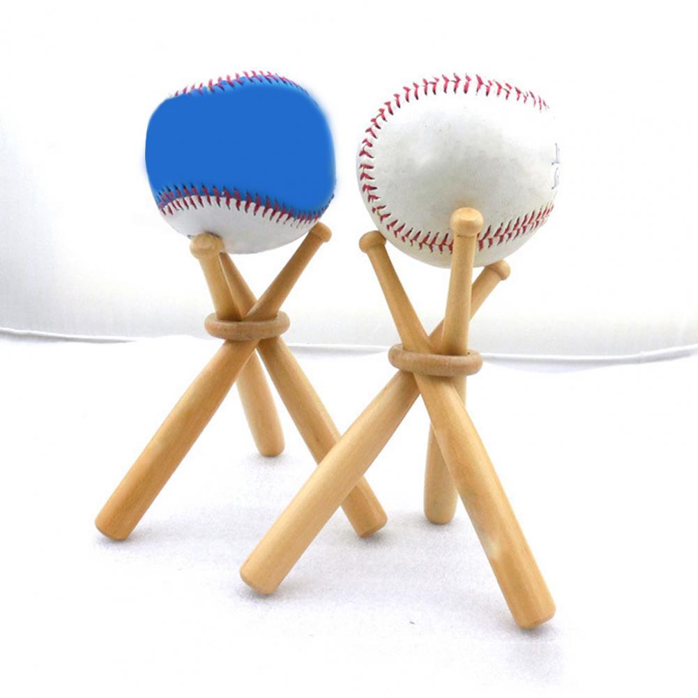 1Set Display Stand Gladde Rand Opslag Rubberwood Honkbalknuppels Display Stand Houder Set Voor Baseball Spelers Fans