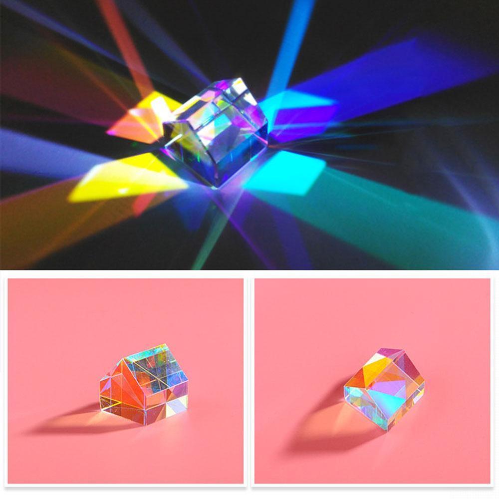 Optical RGB glass prism Colorful Prism X Cube Square Glass Cabin Optical Prism Shape Lens Color 20*20*18cm