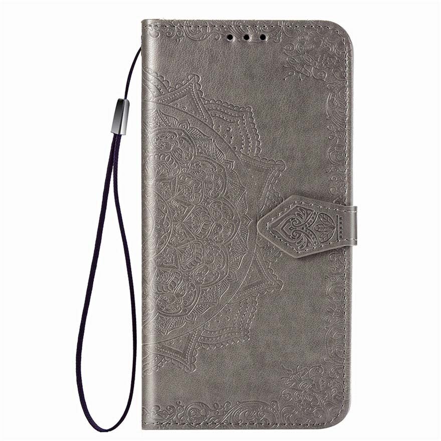 Funda con tapa para Motorola E6S , Funda de cuero 3D con cartera de Mandala para Motorola Moto E6S, carcasa para Moto E6S E6 S E 6 S: For Moto E6S / Gray
