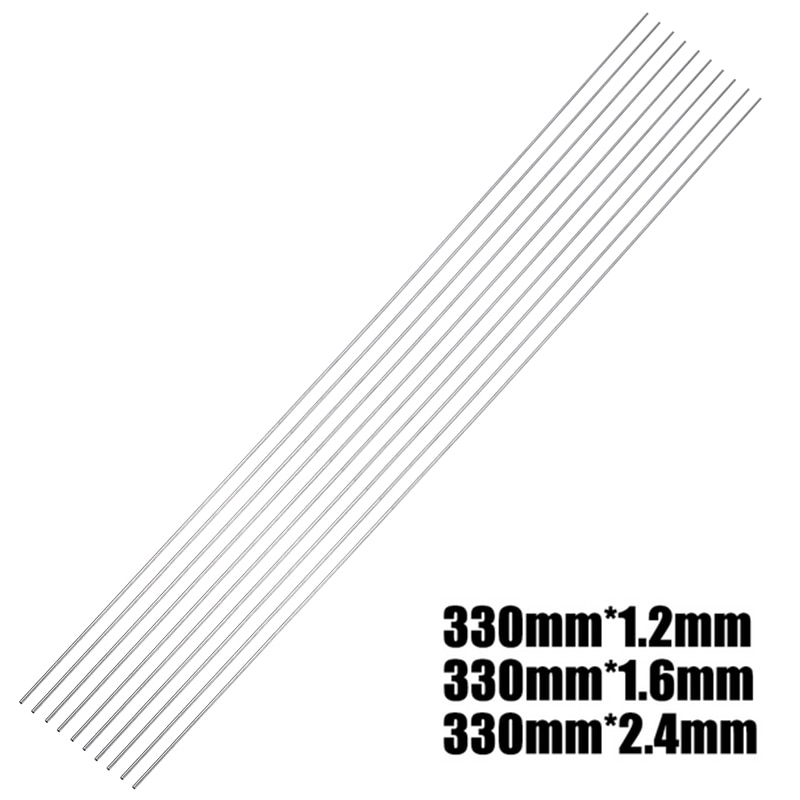10 stk 330mm lange 1.2/1.6/2.4mm rustfrie sveisestaver tilsats sveisestang for lodding sveisetilbehør tig sveisestaver