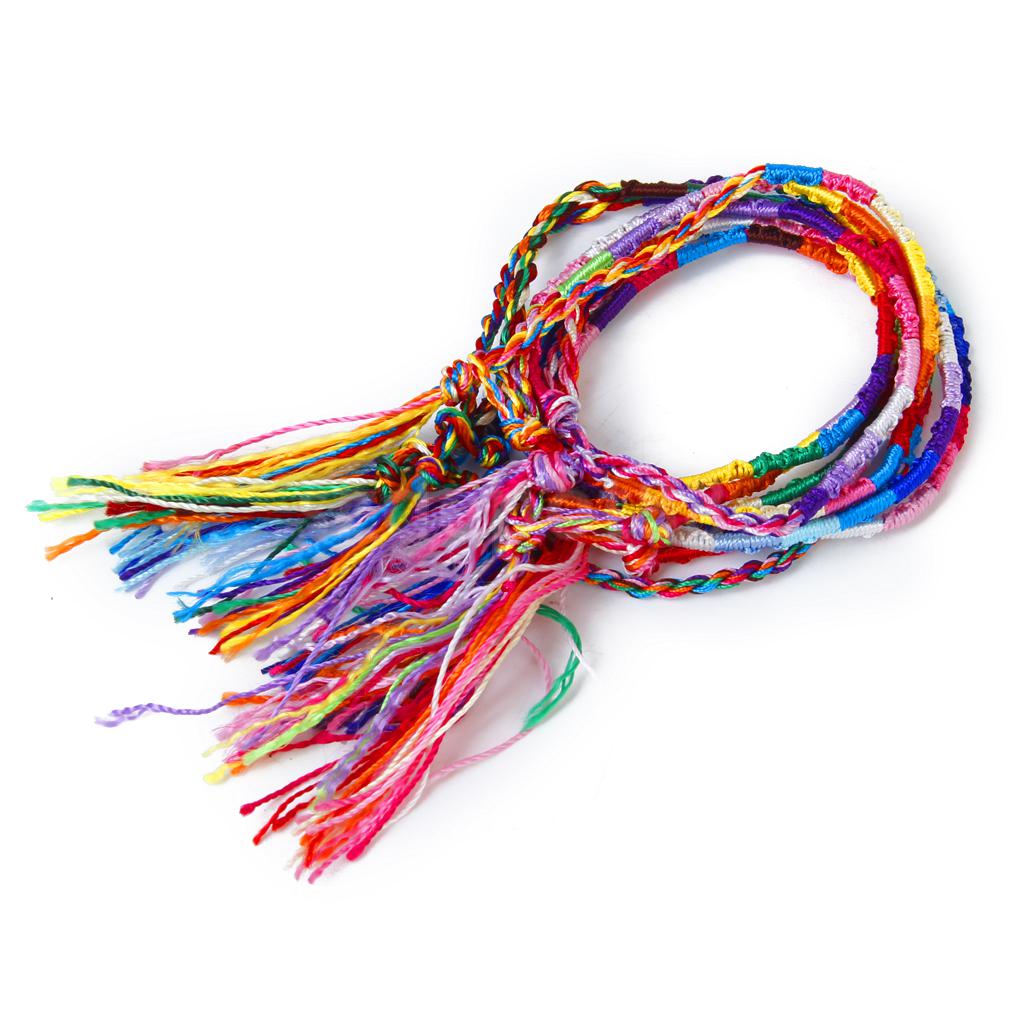 Brand 9 Colorful Handmade Braided Thread Friendship Bracelets Ankle Bracelet Hippie #2 (Random Color)