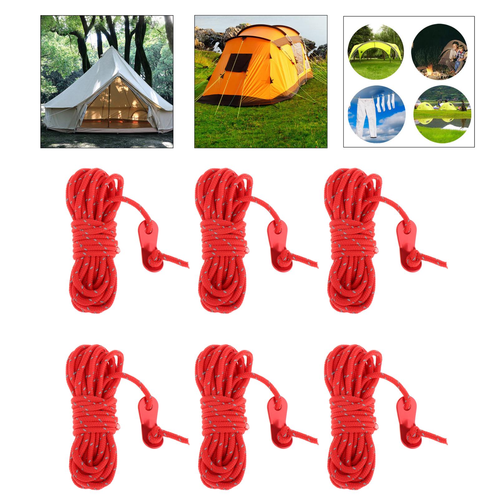 6Pcs Reflecterende Paracord Touw Dia.4mm Voor Survival Parachute Cord Lanyard Camping Klimmen Camping Touw Wandelen Waslijn: Rood