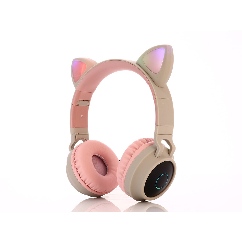 Drahtlose Kopfhörer, LED leucht Katze Ohren 5,0 Bluetooth Kopfhörer Unterstützung TF Karte, musik Headset für freundlicher und Mädchen: C28-grau