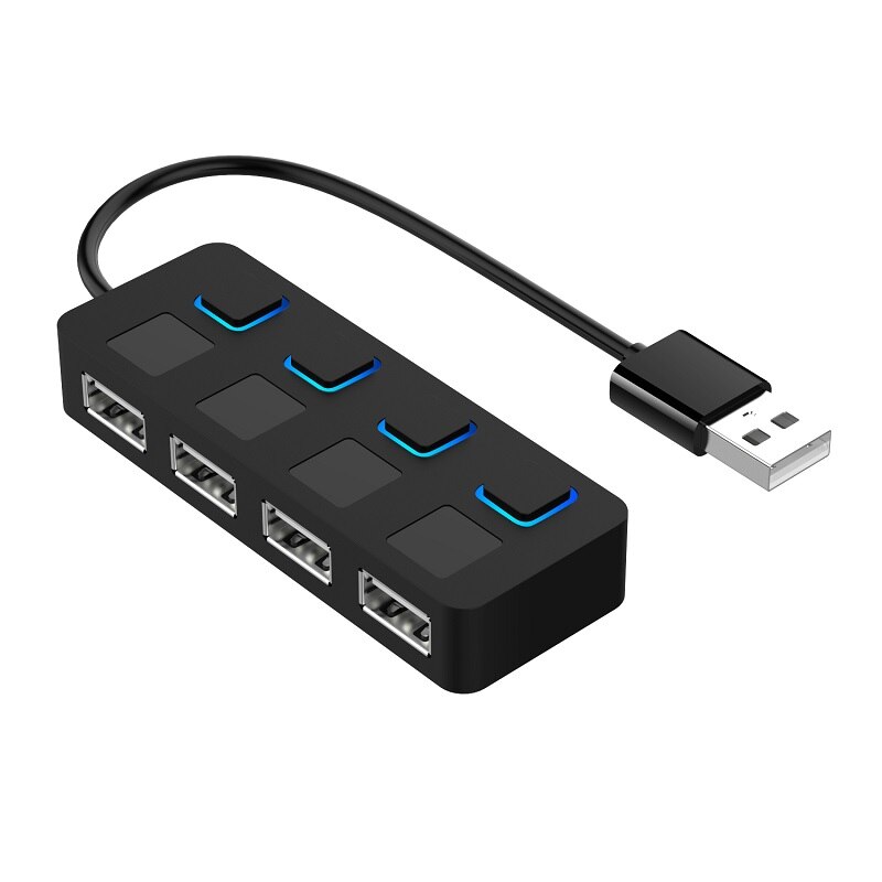 USB 2,0 Hub Multi USB Splitter 4 Häfen Expander Mehrere USB 2,0 Hub LED-anzeige Energie Adapter mit Schalter Für Computer Laptop: Default Title