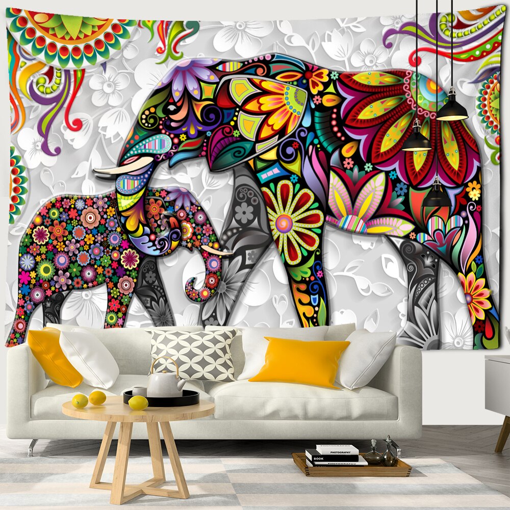 Boho Decoration Home Decor Mural Elephant Tapestry Wall Hanging Bohemian Hippie Bedroom Background India Aesthetic Room Decor