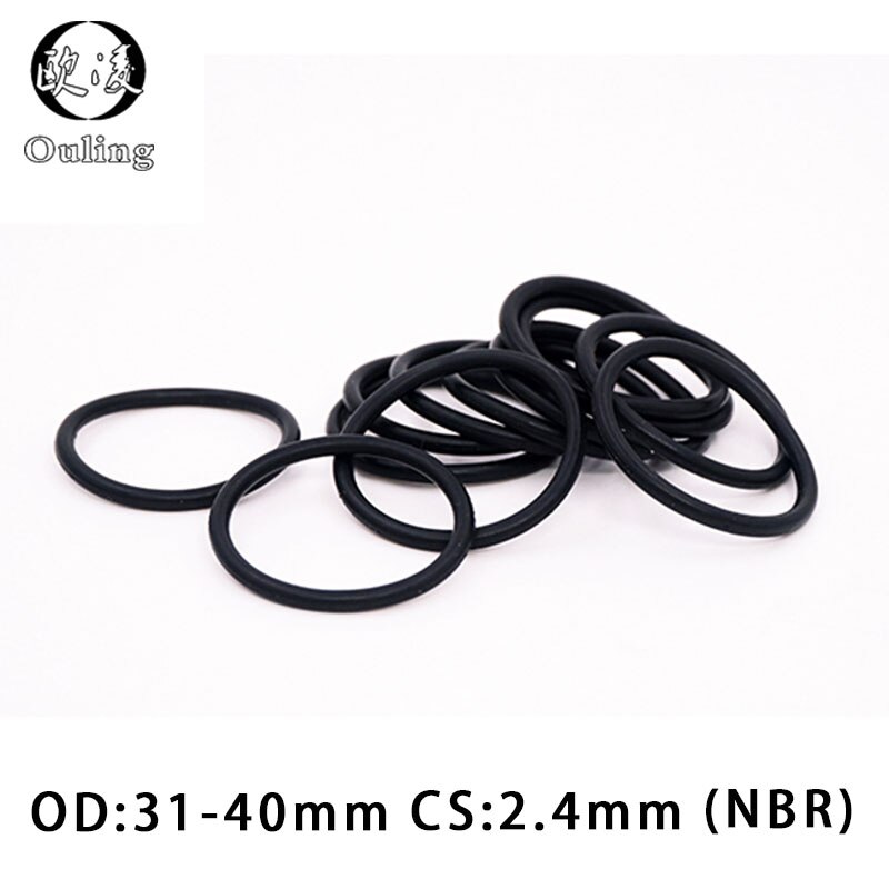 20 teile/los Gummi Ring Schwarz NBR Abdichtung O-Ring 2,4mm Dicke OD31/32/33/34 /35/36/37/38/40mm O Ring Dichtung Dichtung Öl Ring Unterlegscheibe