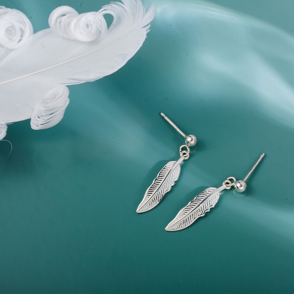 SA SILVERAGE Echt 925 Sterling Silber Ohrringe Zirkon Für Frauen Gold Feine Schmuck Lange Feder Quaste