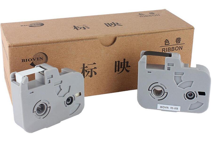 2Pcs BIOVIN Ink Ribbon RS-80B Black Or White Original ink cartridges For Electronic Lettering Machine S650E,S700E
