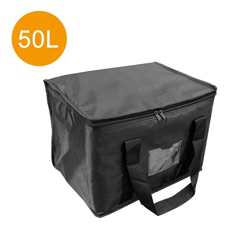 16l/28l/50l/70l pungi pentru alimente izolate impermeabile, reutilizabile, pentru băcănie, pentru servitor de bufet, tavă de încălzire, recipient pentru prânz, cutie pentru pizza: Negru 50l