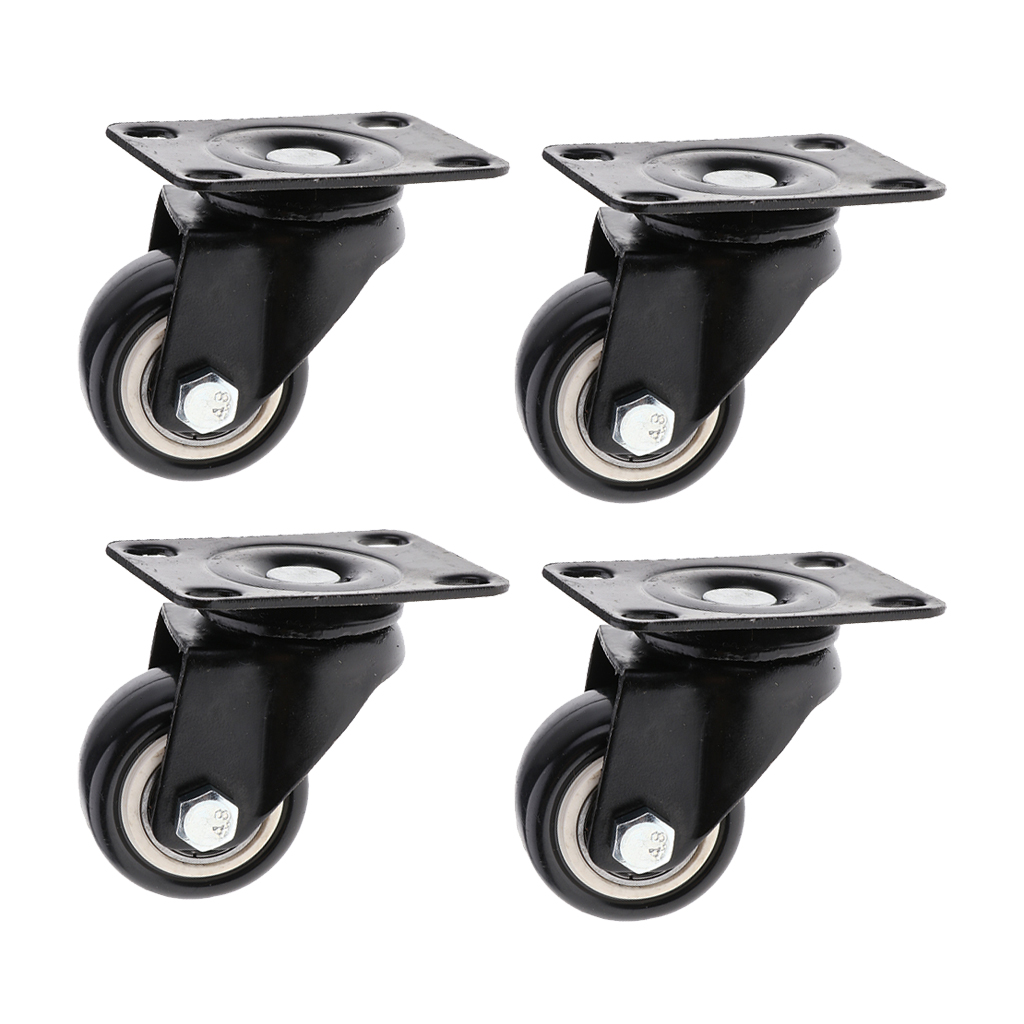 SWIVEL CASTOR WHEEL SET PACK OF 8 Small Heavy Duty Trolley Roller Brake Black