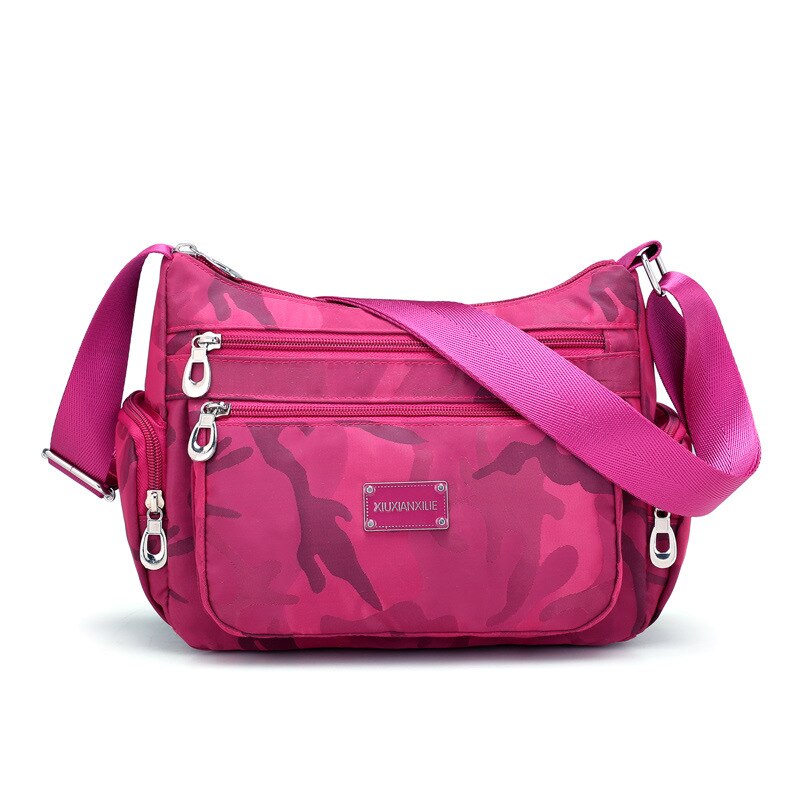 Vrouwen Schoudertas Lady Crossbody Tas Nylon Mode Vrouwen Hobos Messager Zak Aankomst Vrouwelijke Rits Tas zachte: Camo Red