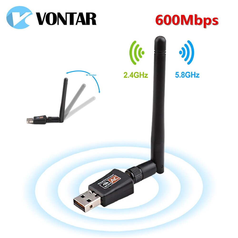 600Mbps Usb Antenne Wifi Dongle Ontvanger Dual Band 2.4G 5.8Ghz Usb Wifi Adapter 802.11ac Wi-fi Voor Windows 7 8 10 Mac Pc Vontar