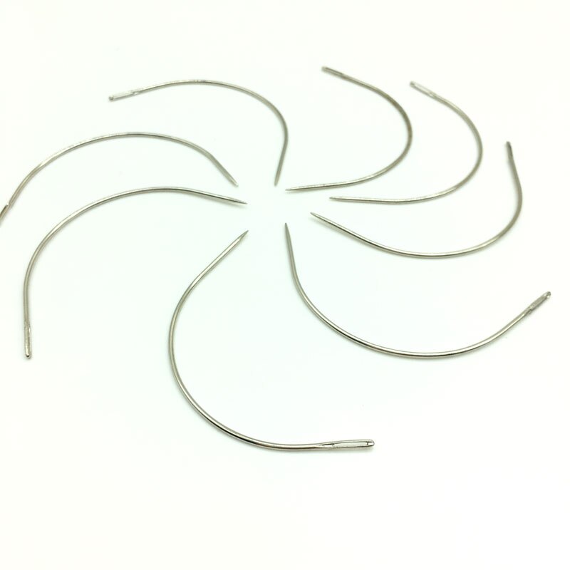 144units Per lot C Weaving Needles 90mm Jumbo Curved Needles Sewing Track Weave Needle For Hair