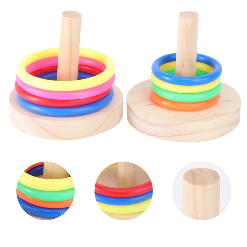 2 Sets Wooden Interactive Parrot Toys Parrot Ring Toys for Parrot