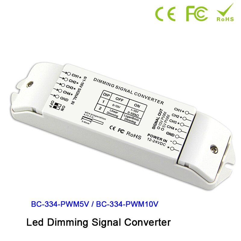 BC334 Dip Schakelaars Out 4 Kanalen Led Dimmen Signaal Converter Signaal Driver Controller0/1-10V Pwm 5V/Pwm 10V 2 Voor Led Lamp