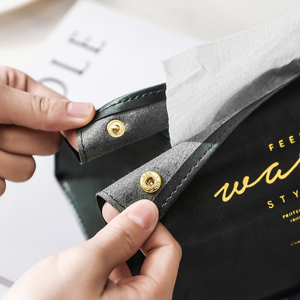 TiOODRE-servilletero plegable de cuero PU, caja de almacenamiento de papel, decoración de mesa, buena apariencia, caja de pañuelos