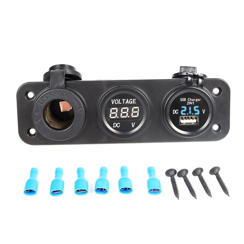 Dc 12v-24v usb-aansluitingen splitter 3 in 1 auto/boot/telefoon oplader digitale voltmeter painel digitale motoraansluiting auto sigarettenaansteker