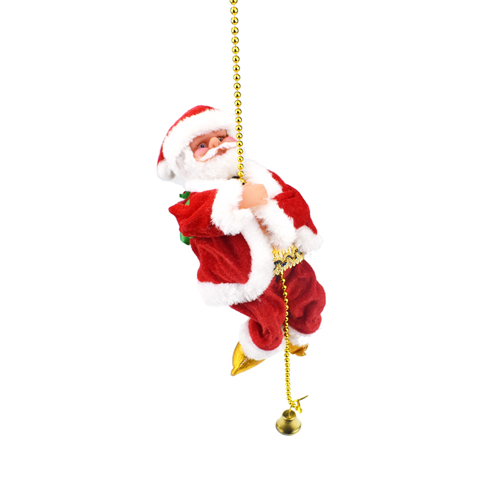 Kerstman Klimmen touw Kerst Ornament Batterij Operated Zingen Dansen Wandelen Klimmen Pop Speelgoed Decoraties