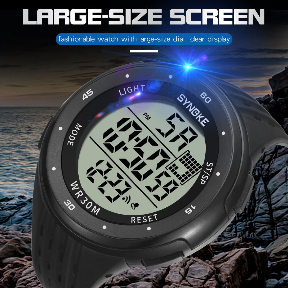 Synoke Mannen Horloge Digitale Horloge Sport Waterdichte Lichtgevende Horloges Schokbestendig Grote Wijzerplaat Elektronische Horloge Klok Mannen Relogios