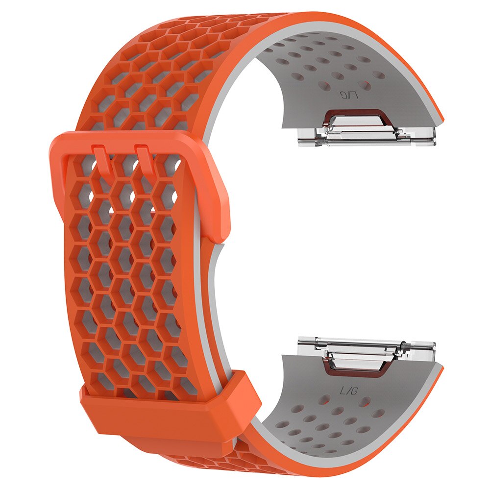 Bracelet de montre tschick pour fitbit ionic, bracelet de sport en silicone, bracelet de remplacement pour fitbit ionic: Gris orangé / Petit