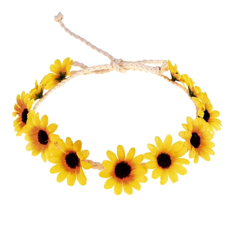 Floral Autumn Sunflower Crown Hair Accessories Bridal Tiara Hair with Sunflower Hair Accessories: Default Title