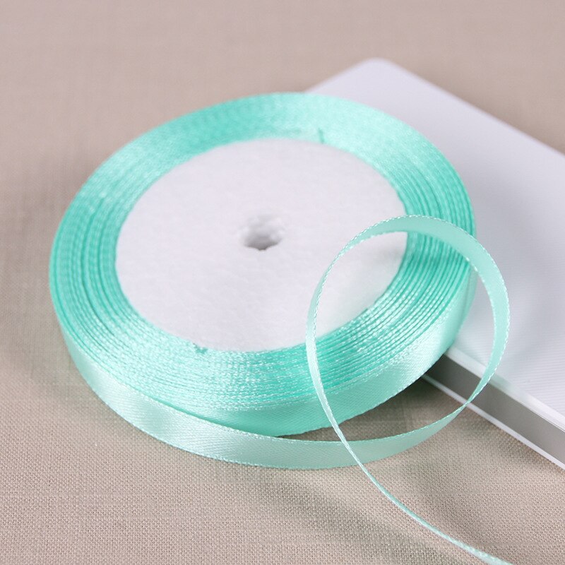 Bonita cinta de satén de seda color verde aguamarina, accesorios decorativos para envolver de boda, Material hecho a mano, 6/10/15/20/25/40/50mm, 25 yardas: 10mm Aqua Green