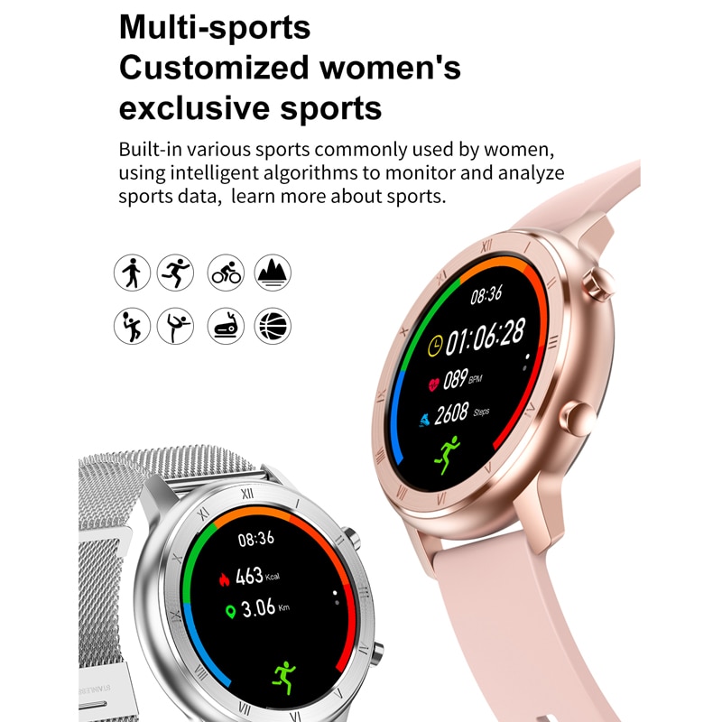 Dt89 kvinder smart ur passer armbånd pulsmåler fitness band armbånd aktivitet tracker smartwatch kvindelig sportsur