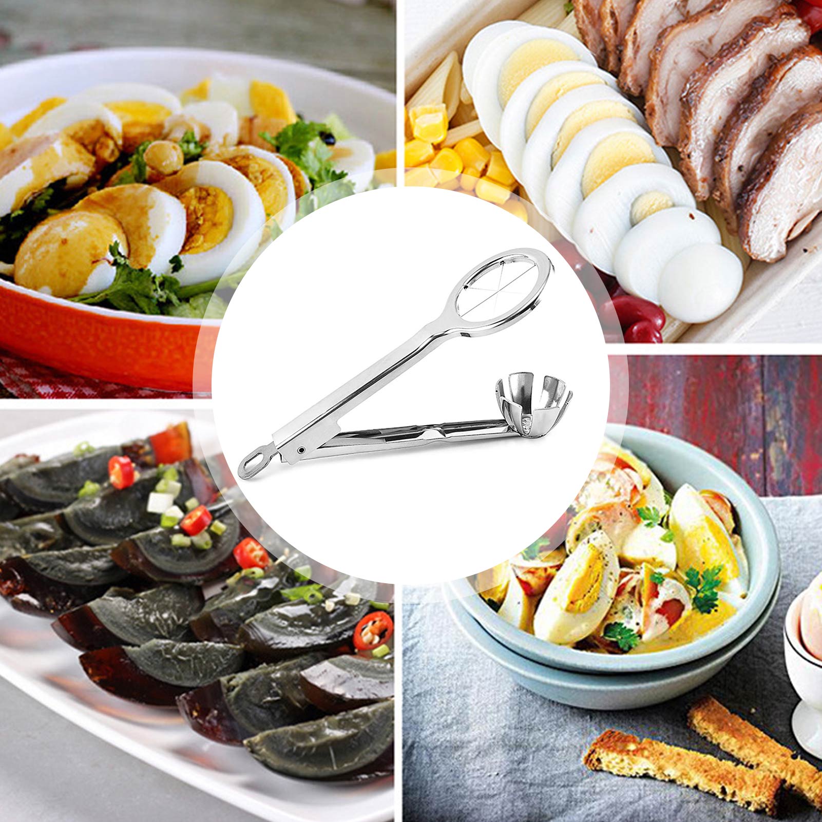 Stainless Steel Egg Slicer Wedger Kitchen Hard Boiled Eggs Cutter
