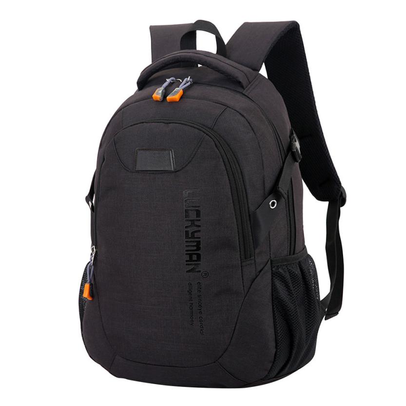 Mochila de viaje de lona informal Unisex, morral escolar antirrobo impermeable para ordenador portátil, mochila de para estudiantes: black