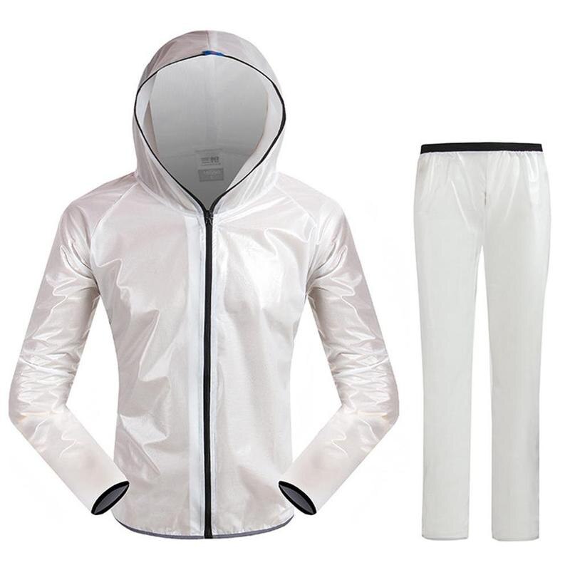 Unisex Anti-Rain Wind Outdoor Cycling Jacket Raincoat Waterproof Men Bicycle Bike Hooded Long Sleeve Sport Clothing Plus Size: White / XXL