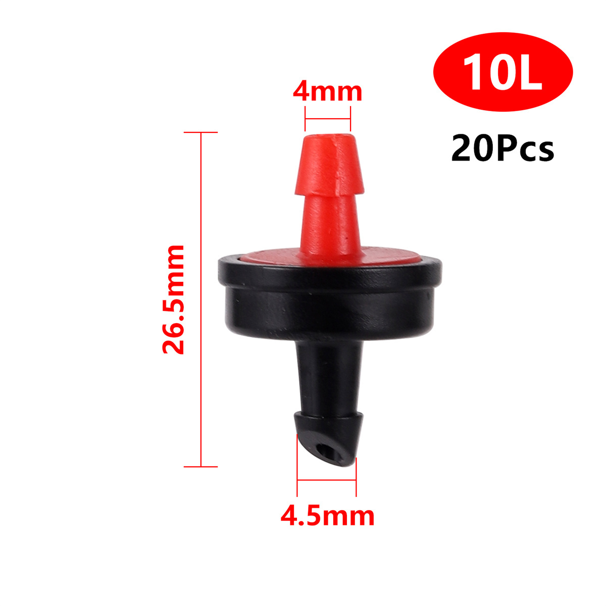 Portata 10/20/30L/H gocciolatore di compensazione della pressione 4/7mm tubo di pulizia automatica regolatore dell'acqua irrigazione del giardino raccordo a goccia: bianca