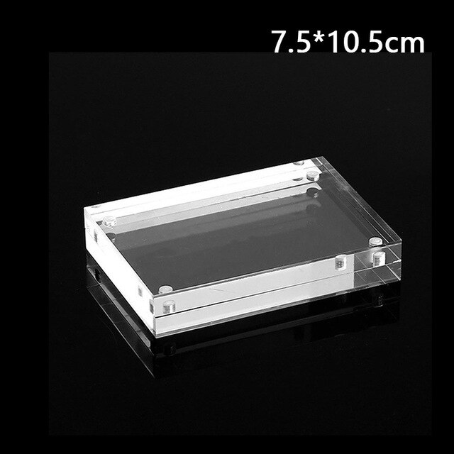 Dobbeltsidet klar krystal fotoramme skrivebordssæt akryl magnet billeddele brug fotoramme magnetisk billede foto: 7.5 x 10.5cm
