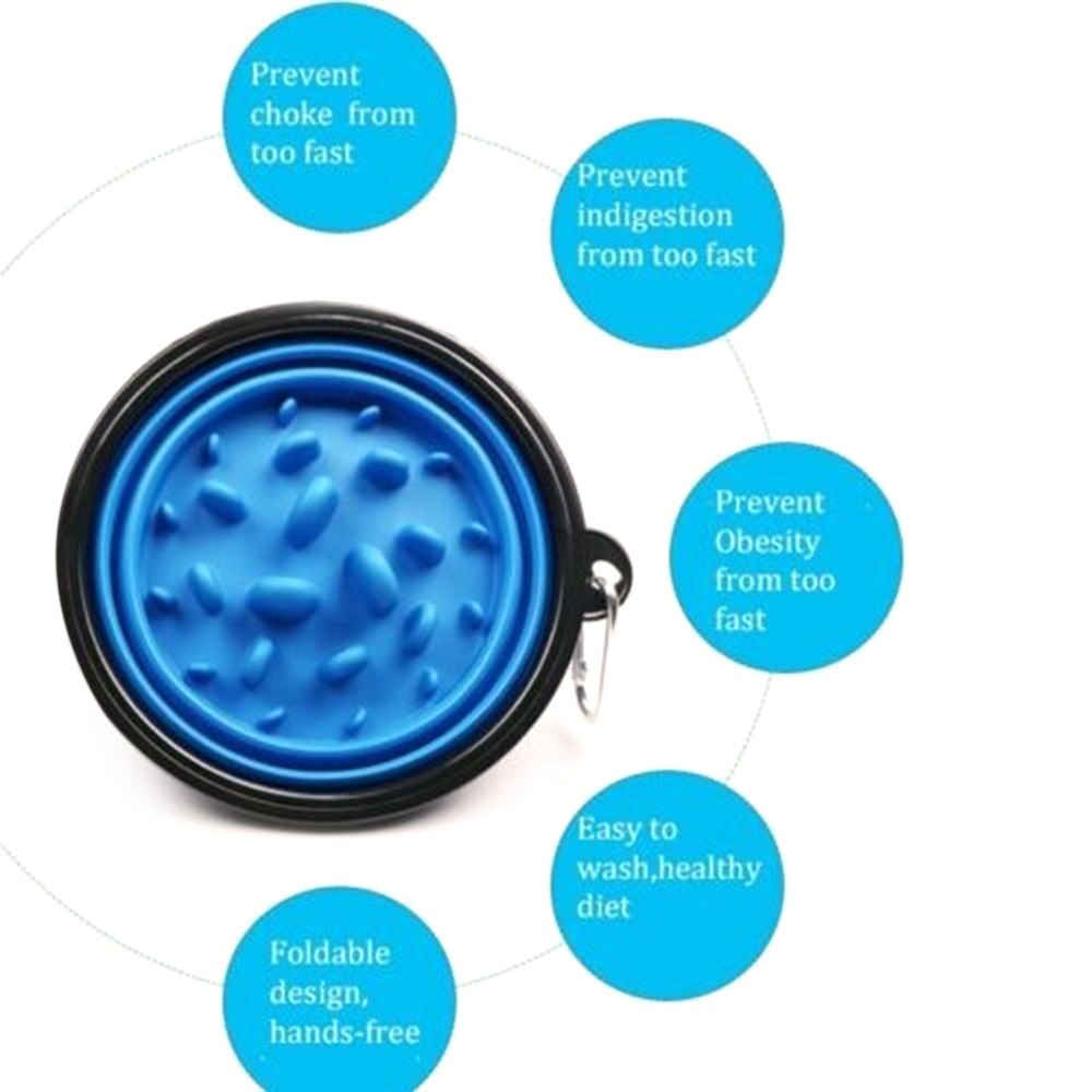 Pesant bol pour animaux de compagnie 6 couleur chien soins de santé Portable étanche pliable numérique bol pour animaux de compagnie sain animal de compagnie lent bol de nourriture 2 taille