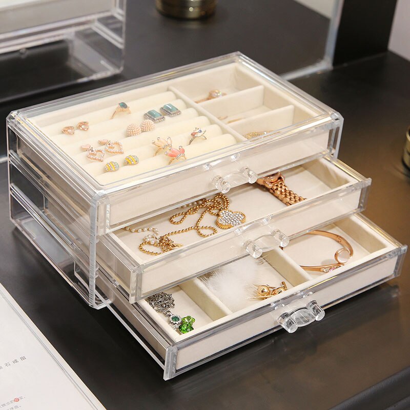 M Clear makeup drawers transparent plastic makeup storage drawers with covers can put jewelry tray inside C227-2: C171 with tray