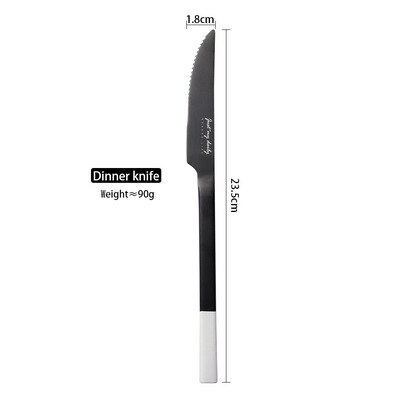 Nordic Stainless Steel Cutlery Set Black and White Western Tableware Knife Fork Spoon Set Chopsticks Creativedinnerware Set: Dinner knife
