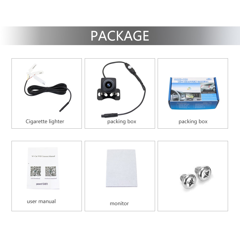 Car WIFI Reverse Camera HD Wireless Car Rear View Parking Camera DVR Dash Cam For Android and IOS phones and tablets