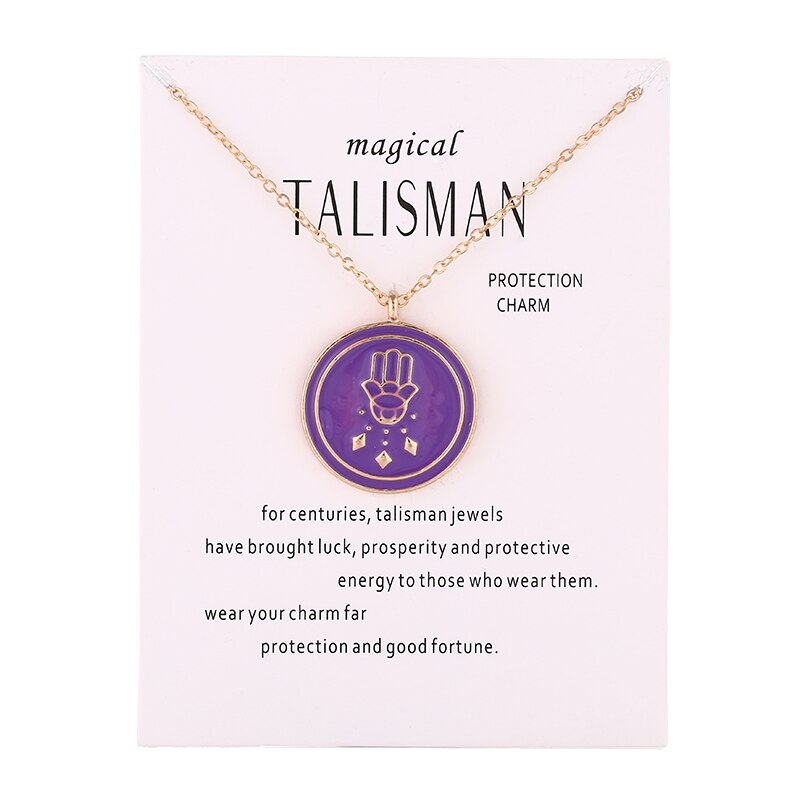 Aangekomen Magische Talisman Serie Glazuur Druppels Bergamot Boeddha Hanger Bescherming Charme Ketting Sieraden: HAVECARD GOLD PRUPLE