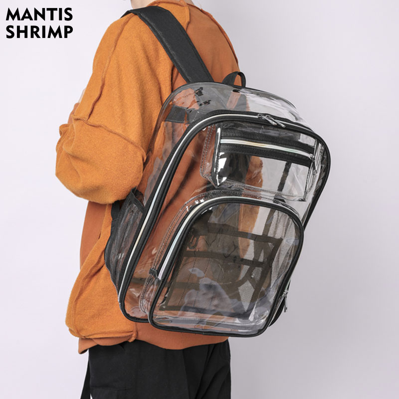 Mochila impermeável transparente saco de escola grande capacidade mochila sólida clara unisex moda saco plástico transparente