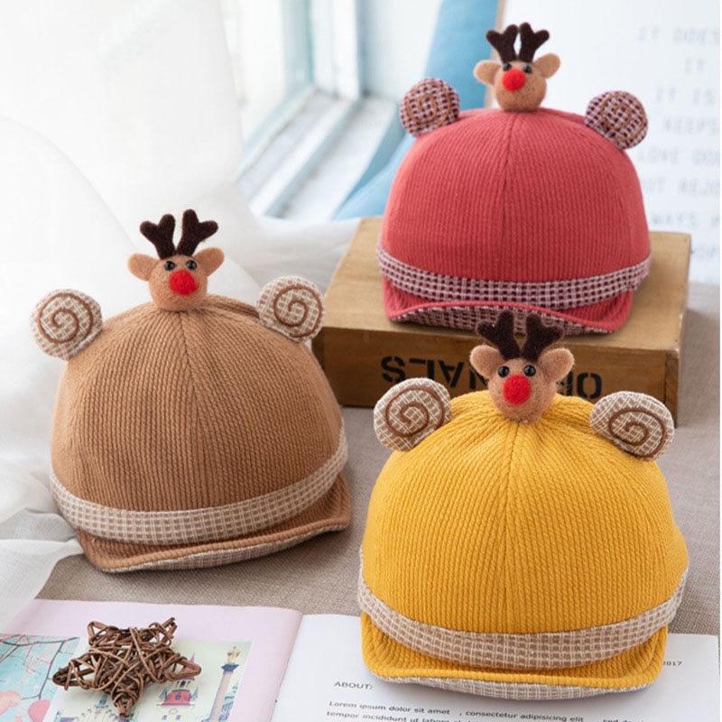 Dessin animé Animal bébé chapeau avec oreilles mignon Elk bébé fille garçon casquette de Baseball doux hiver enfants chapeau enfants casquettes Bonnet