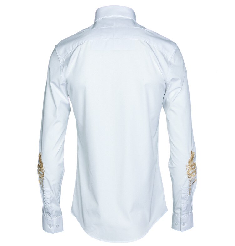 Heren overhemd chemise homme merk goud loong borduur overhemd heren casual lange mouw slim fit heren overhemden plus size 4xl